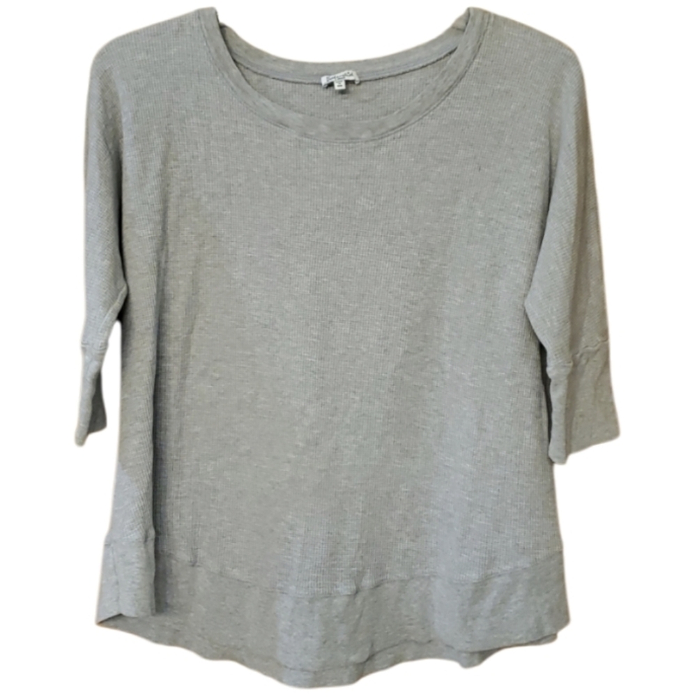 Splendid Womans Gray Waffle Knit 3/4 Sleeve Top‎ Size Large